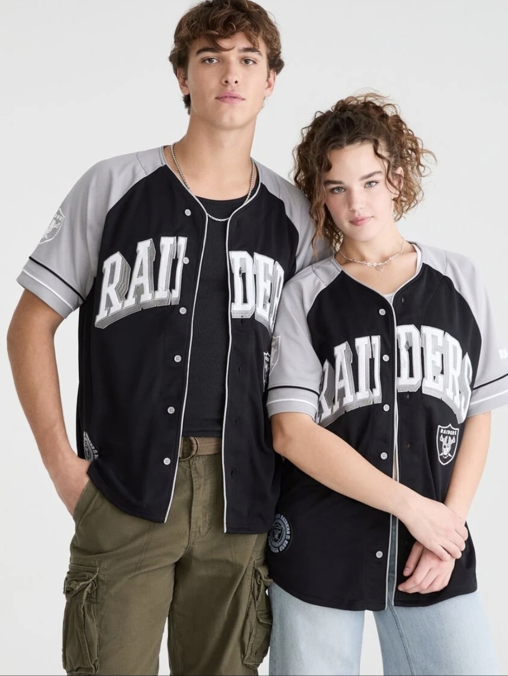 Las Vegas Raiders Women's Button-Down Mesh Jersey Size S #0093